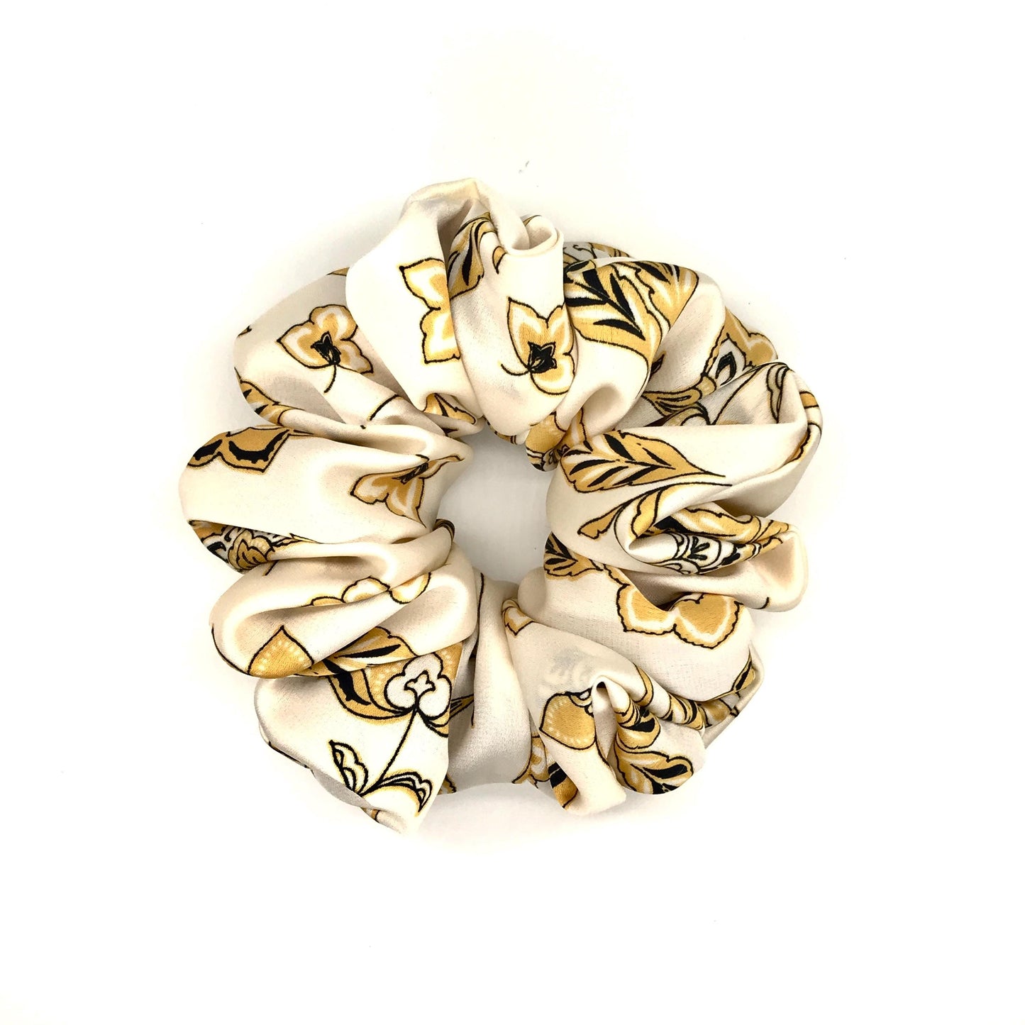 Floral Scrunchies, Gorgeous Daily Party Bar Wear Pretty Ponytail Bun Holders, Fancy Hair Ties, Stylish Hair Accessories in Beige Multi-Color