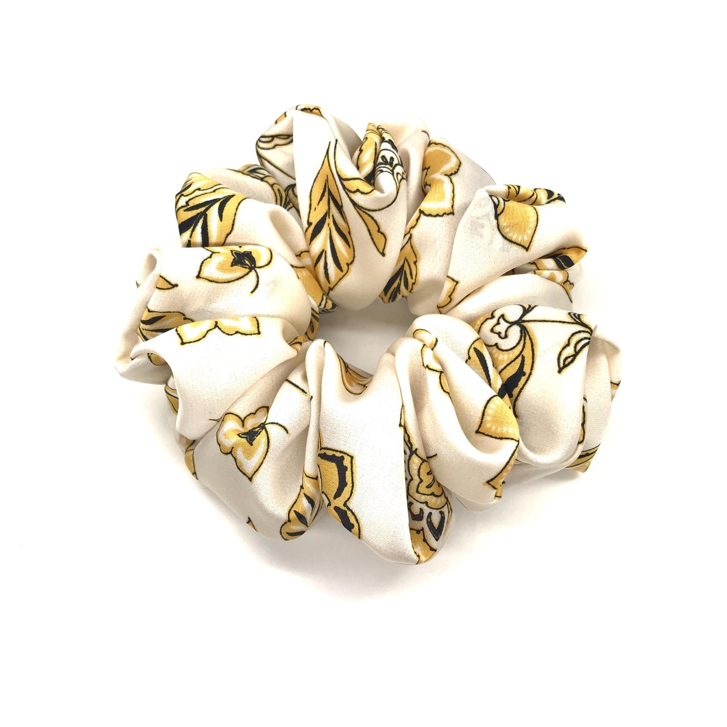 Floral Scrunchies, Gorgeous Daily Party Bar Wear Pretty Ponytail Bun Holders, Fancy Hair Ties, Stylish Hair Accessories in Beige Multi-Color