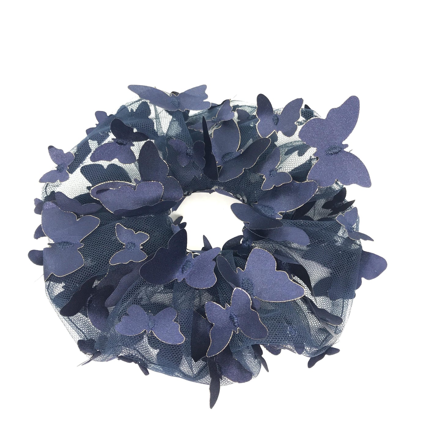 3D Butterfly Tulle Scrunchies, Unique Style, Lively Hair Accessories, Stylish Hair Ties, Creative Ponytail, Bun Holders in Blue Colors