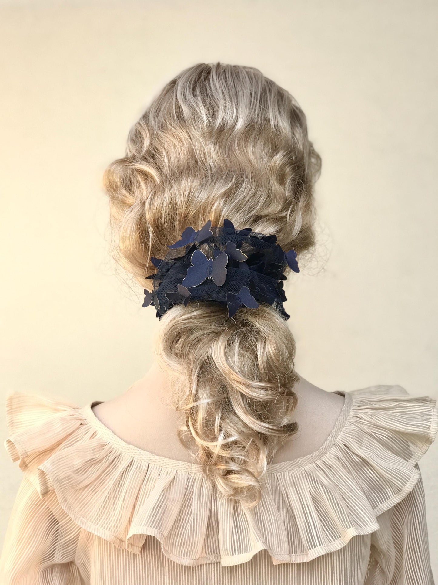 3D Butterfly Tulle Scrunchies, Unique Style, Lively Hair Accessories, Stylish Hair Ties, Creative Ponytail, Bun Holders in Blue Colors
