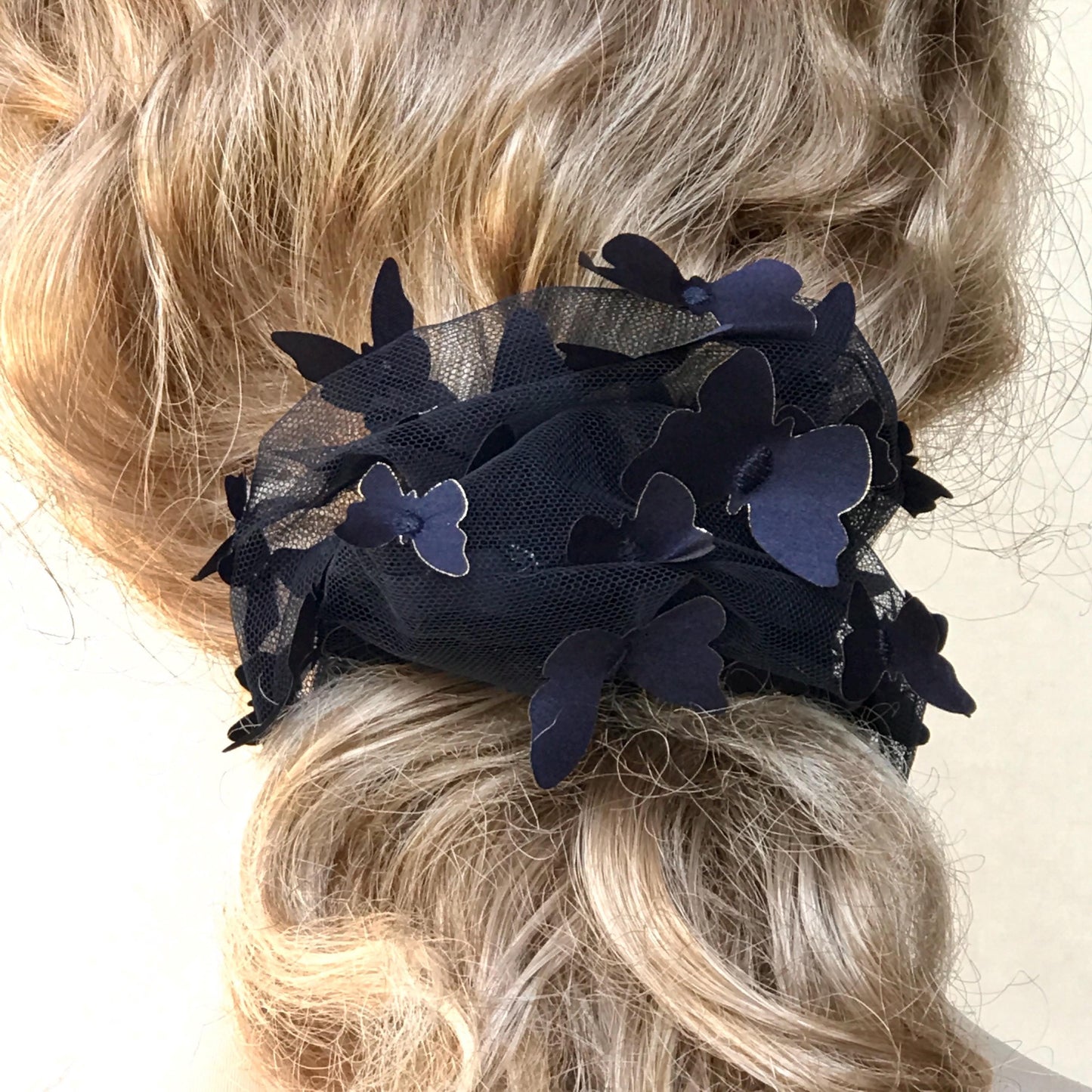 3D Butterfly Tulle Scrunchies, Unique Style, Lively Hair Accessories, Stylish Hair Ties, Creative Ponytail, Bun Holders in Blue Colors