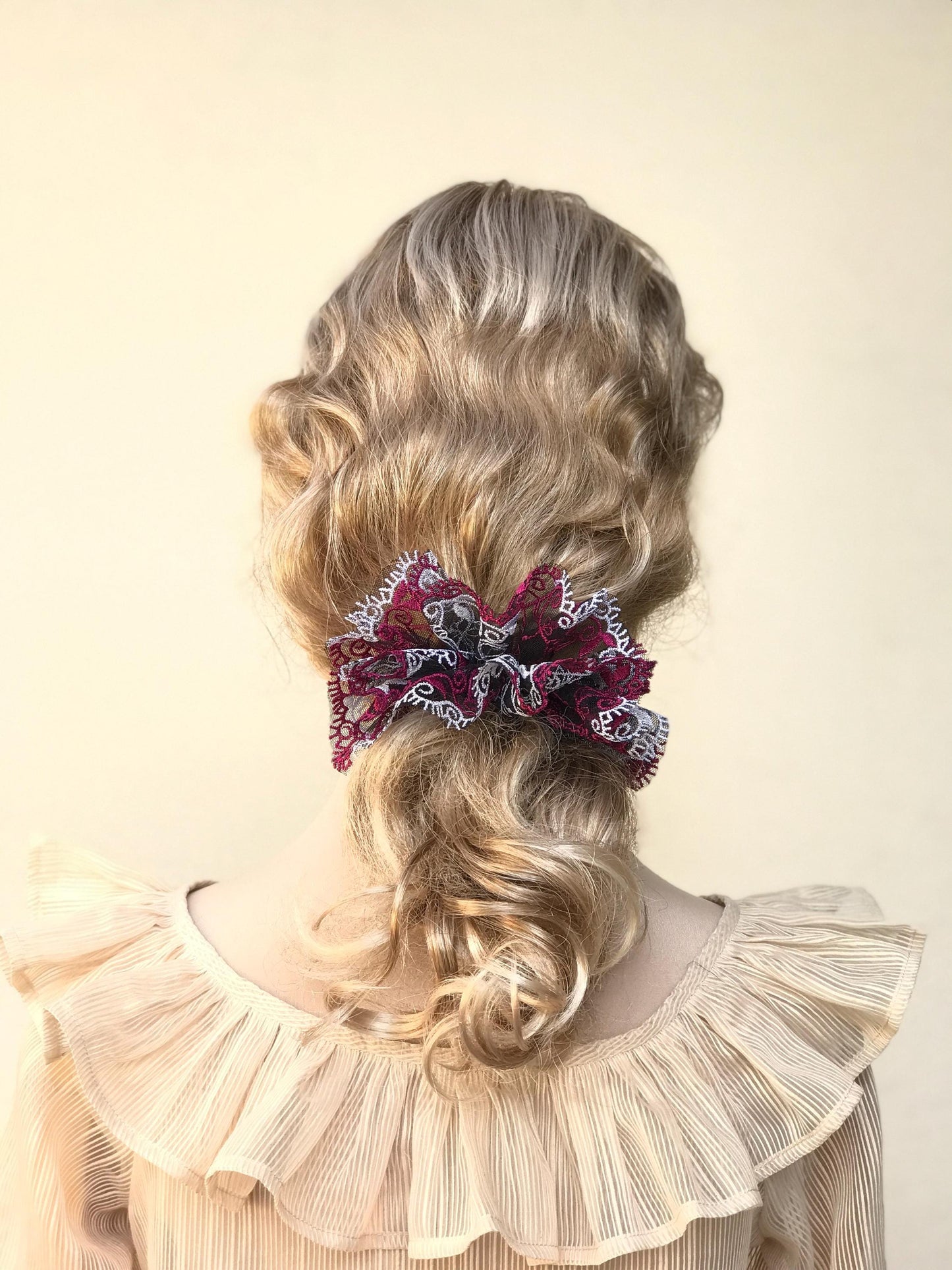 Formal Scrunchies Elegant Scrunchy Embroidered Sunday Church Party Wear Trendy Accessories Creative Ponytail Bun Holders Stylish Hair Ties