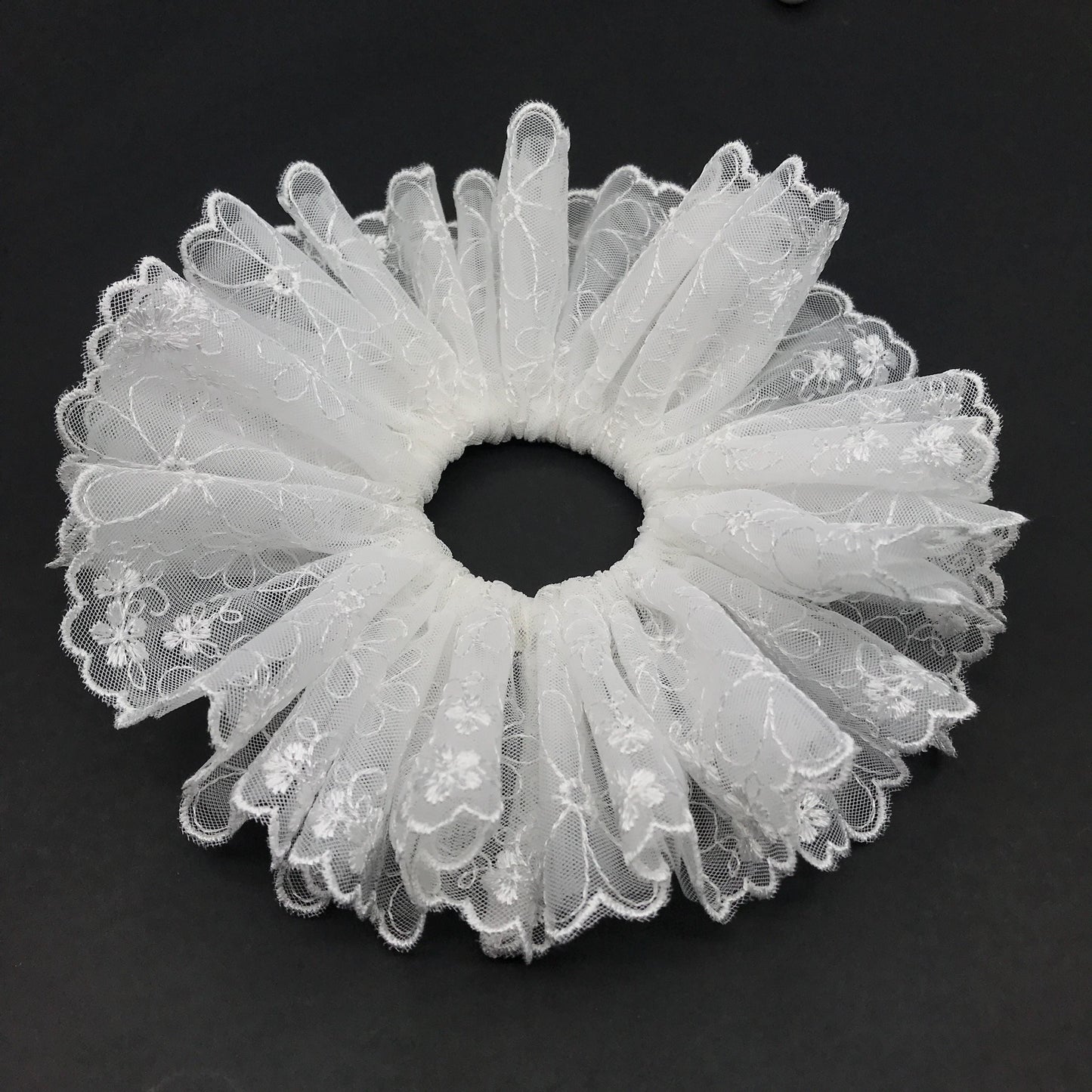 Formal Scrunchies Bridal Scrunchy Embroidered Sheer Fabric Creative Ponytails and Bun Holders Stylish Hair Ties Hair Accessories  in Ivory