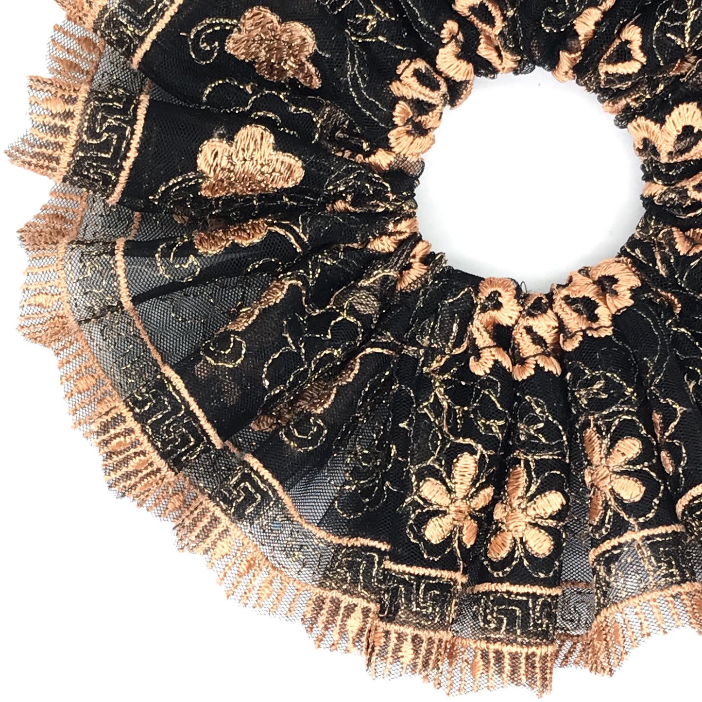 Formal Scrunchies Elegant Scrunchy Embroidered Daily Party Wear Creative Ponytail Holders Stylish Hair Ties Trendy Accessories in Black Gold