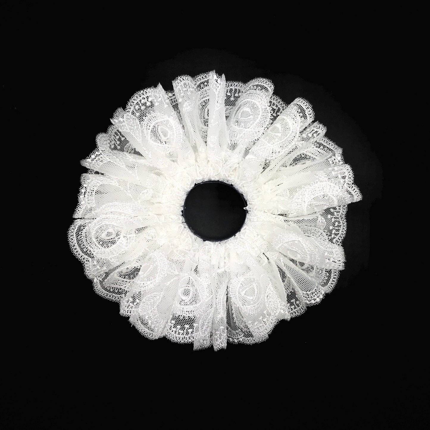 Formal Scrunchies Bridal Scrunchy Embroidered 3D Fabric Creative Ponytail and Bun Holder Stylish Hair Ties Pretty Hair Accessories in Ivory