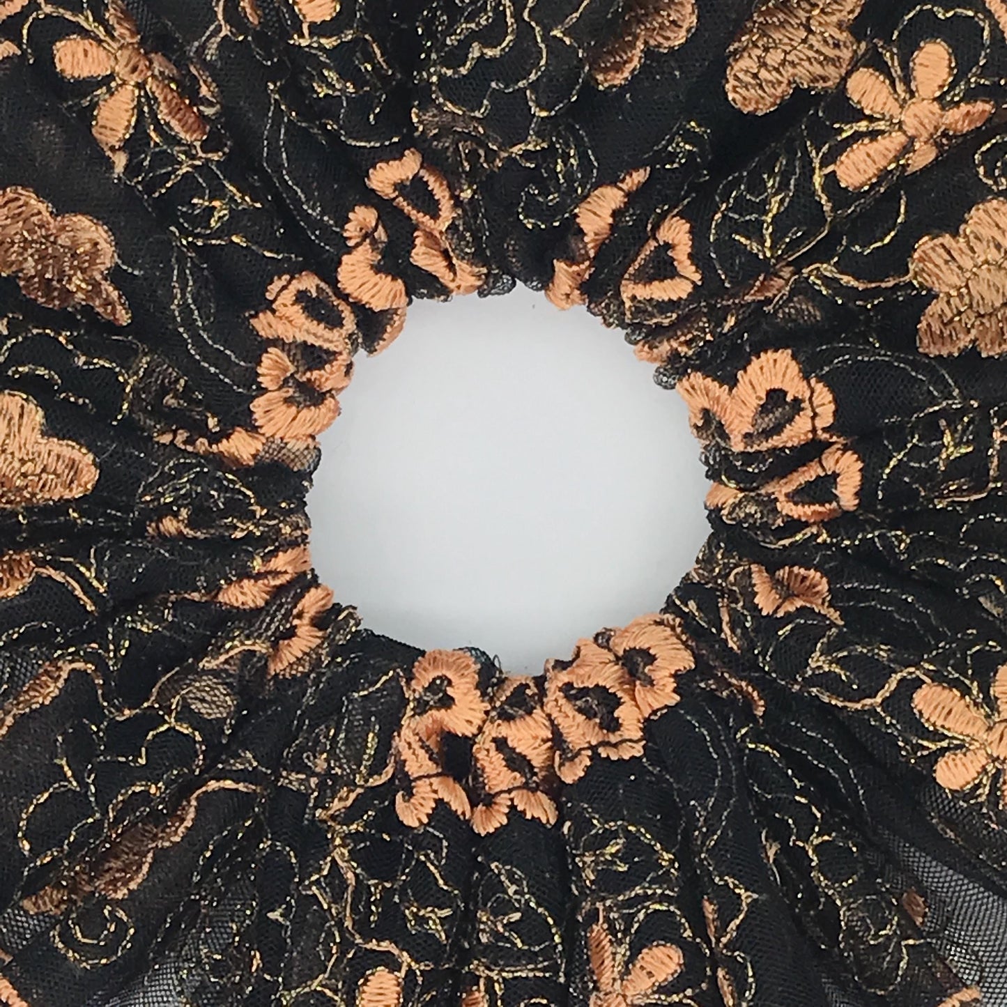 Formal Scrunchies Elegant Scrunchy Embroidered Daily Party Wear Creative Ponytail Holders Stylish Hair Ties Trendy Accessories in Black Gold