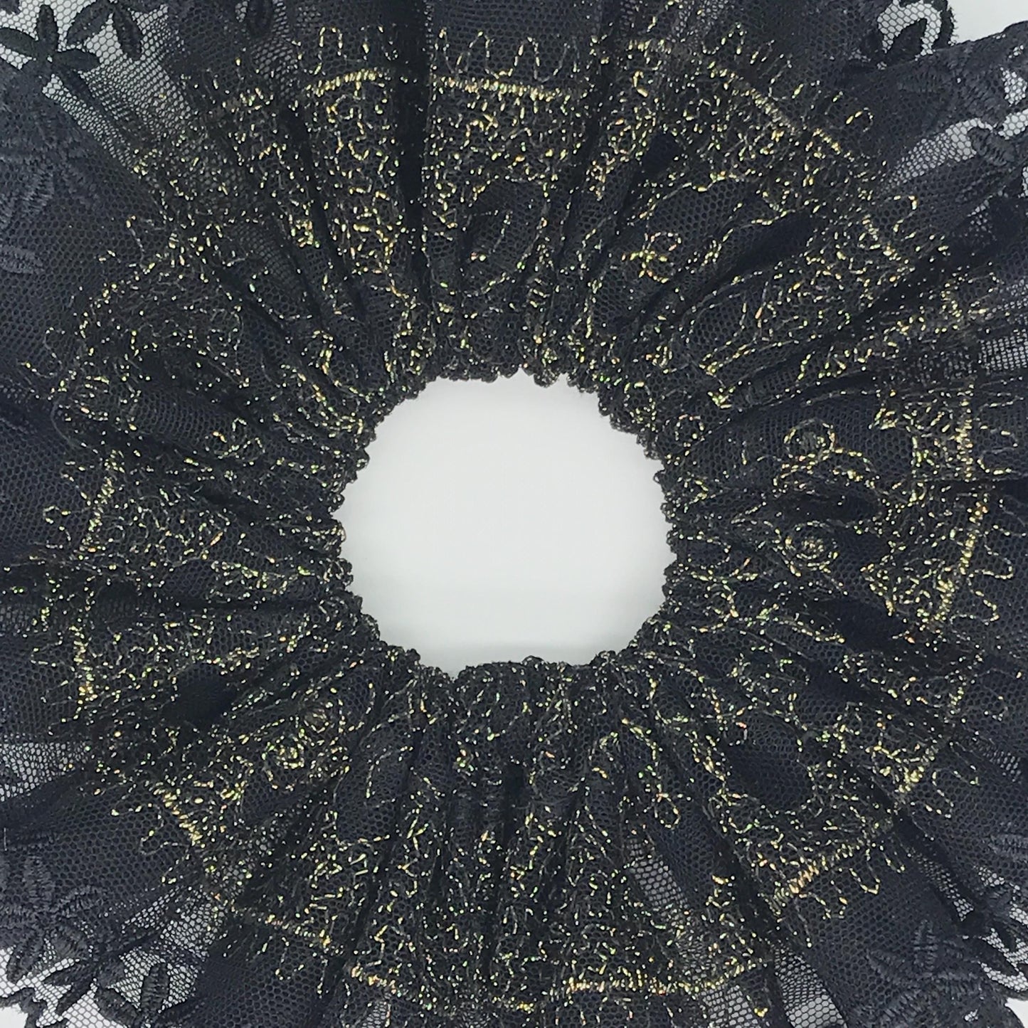 Formal Scrunchies Elegant Embroidered Sunday Church Wear Creative Ponytail Holders Stylish Hair Ties Trendy Hair Accessories in Black Gold